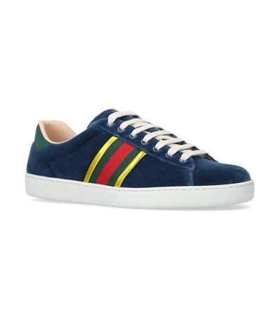 Gucci Ace Velvet Low-top Sneakers In Blue