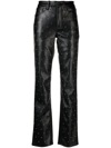 Good American Good 90s Icon Straight-leg High-rise Faux Leather Jeans In Black