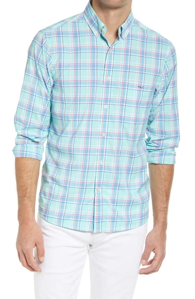 Vineyard Vines On The Go Plaid Performance Button-down Shirt In Caicos