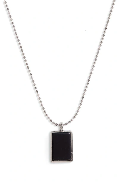 Nordstrom Stone Pendant Necklace In Black- Silver
