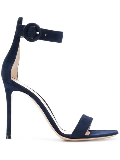 Gianvito Rossi Blue Velvet 110 Sandals