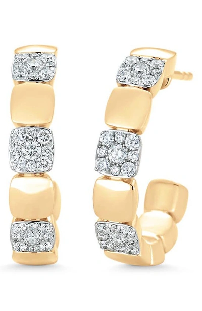 Sara Weinstock Adira Diamond Cushion Hoop Earrings In Yellow Gold