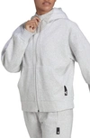 Adidas Originals Studio Lounge Fleece Hooded Full-zip Sweatshirt In Light Grey Heather