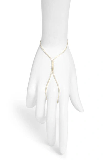 Shymi Cubic Zirconia Tennis Hand Chain In Gold/ White Stones