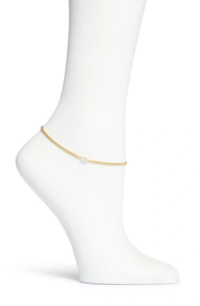 Shymi Cubic Zirconia Cuban Chain Anklet In Gold/ White