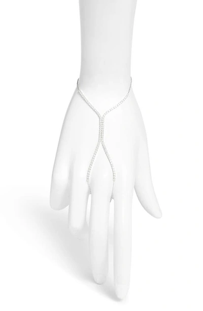 Shymi Cubic Zirconia Tennis Hand Chain In Silver / White Stones