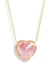 Shymi Heart Bezel Pendant Necklace In Gold/ Light Pink