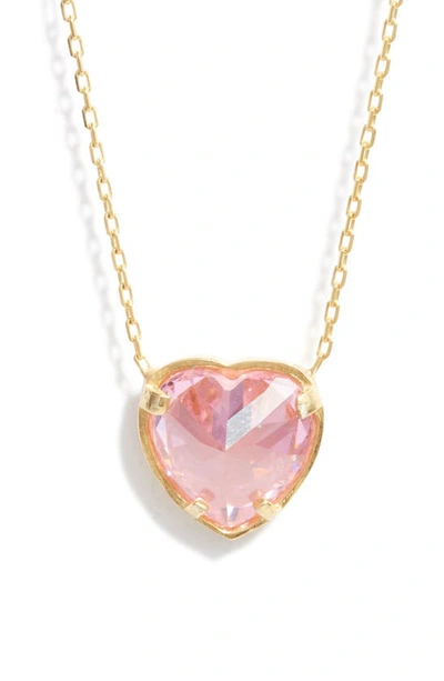 Shymi Heart Bezel Pendant Necklace In Gold/ Light Pink