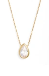 Shymi Pear Cubic Zirconia Bezel Pendant Necklace In Gold/ White