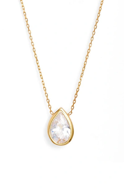 Shymi Pear Cubic Zirconia Bezel Pendant Necklace In Gold/ White