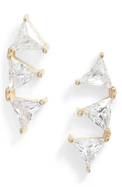 Shymi 3-stone Ear Crawlers In Gold/white
