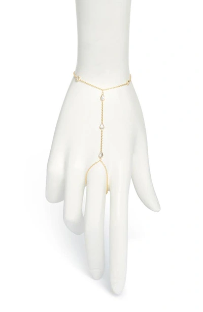 Shymi Cubic Zirconia Station Hand Chain In Gold/ White