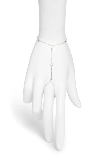 Shymi Cubic Zirconia Station Hand Chain In Silver/ White