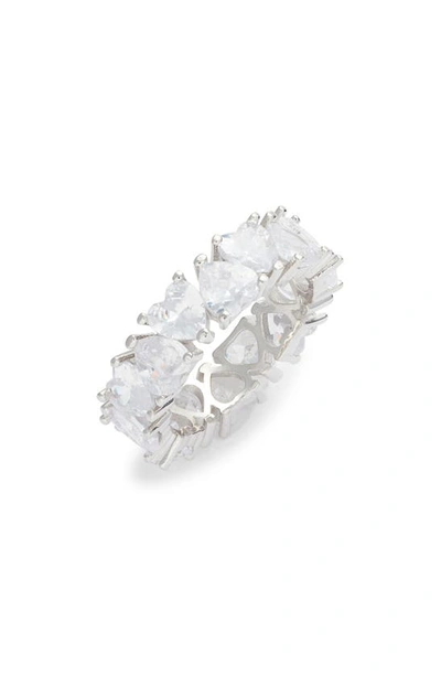Shymi Heart Cubic Zirconia Eternity Ring In Silver/ White