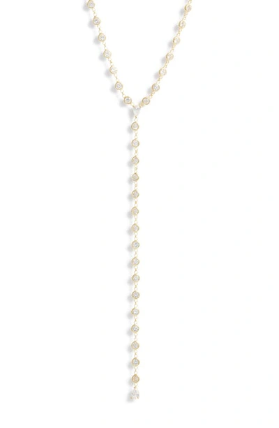 Shymi Cubic Zirconia Bezel Y-necklace In Gold/ White