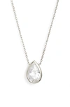 Shymi Pear Cubic Zirconia Bezel Pendant Necklace In Silver/ White