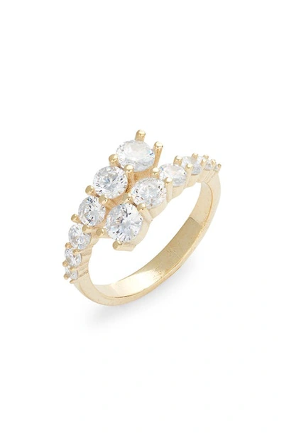 Shymi Cubic Zirconia Bypass Ring In Gold/ White