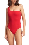 Seafolly Sea Dive One-shoulder One-piece Swimsuit In Chilli Red