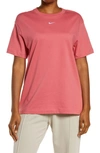 Nike Essential Embroidered Swoosh Cotton T-shirt In Archaeo Pink/ White
