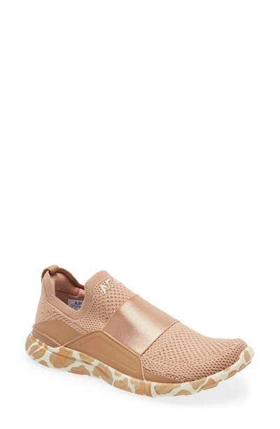 Apl Athletic Propulsion Labs Techloom Bliss Knit Running Shoe In Caramel / Almond / Leopard