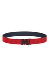 Mcm Logo Buckle Reversible Belt In Candy Red
