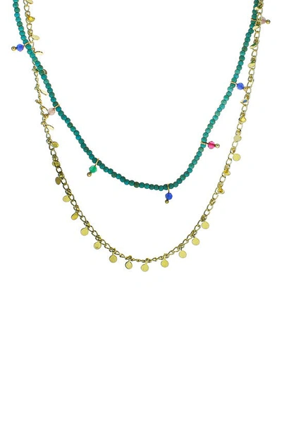 Panacea Bead & Chain Layered Shaker Necklace In Multi
