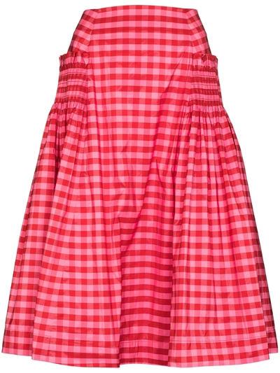 Molly Goddard Fennel Gingham Midi Skirt In Pink