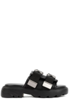 Bottega Veneta Flash Leather Dual-buckle Flat Sandals In Black