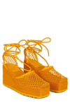 Bottega Veneta Orange Sporty Web Wedge Espadrilles In Tangerine