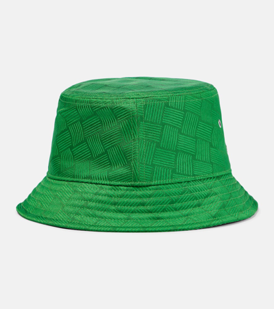 Bottega Veneta Jacquard Intreccio-pattern Bucket Hat In Green