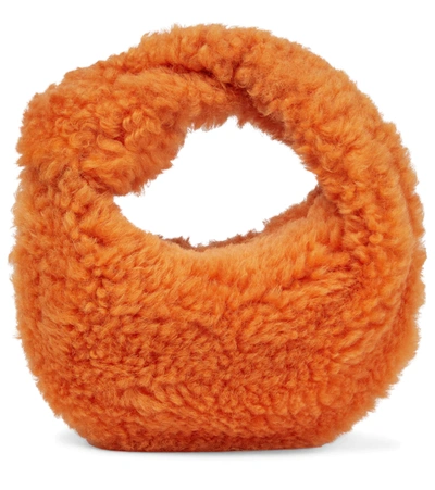 Bottega Veneta Orange The Mini Jodie Shearling Clutch Bag