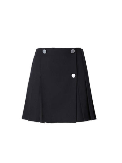 Bottega Veneta Pleated Wool-gabardine Mini Wrap Skirt In Black
