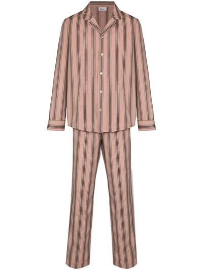 Schiesser Alfred Stripe Cotton Pyjamas In Pink