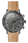 Shinola The Canfield Chrono Leather Strap Watch, 45mm In Coolgray