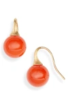 Marco Bicego Africa Turquoise Drop Earrings In Carnelian/ Yellow Gold