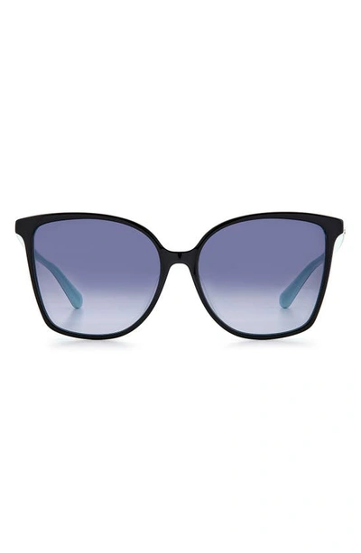 Kate Spade Brigitte 58mm Gradient Cat Eye Sunglasses In Black/ Grey Shaded