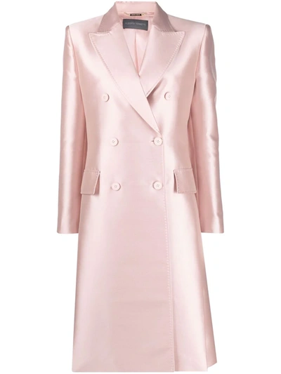 Alberta Ferretti Double-breasted Coat With Slits - Atterley In Pink