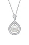 Crislu Andrew Prince Imitation Pearl Pendant Necklace In Pearl/ Ivory