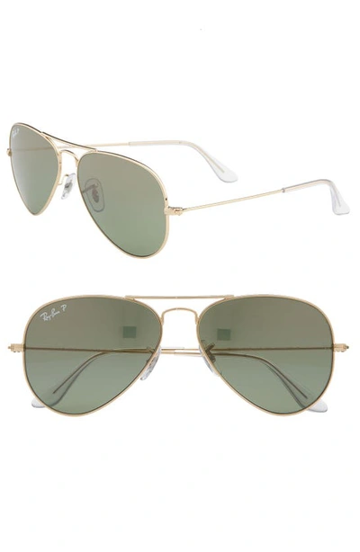 Ray Ban Aviator 55mm Sunglasses In Gold