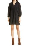 Mille Daisy Long Sleeve Dress In Black Organic Cotton