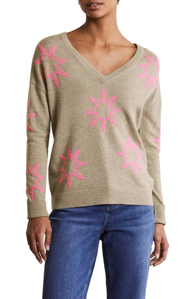 Boden Cashmere V-neck Sweater In Neon Starburst Grey