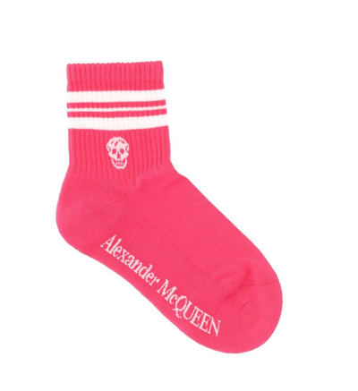 Alexander Mcqueen Stripe & Skull Sport Socks In Violet