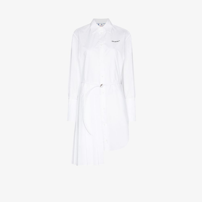 Off-white - Asymmetric Cotton Mini Shirt Dress In White
