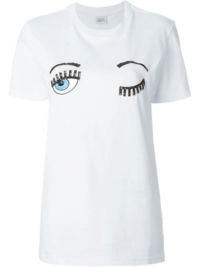 Chiara Ferragni Flirting Eyes T-shirt In White