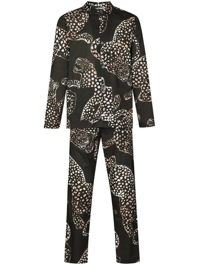 Desmond & Dempsey The Jag Printed Pyjamas In Green
