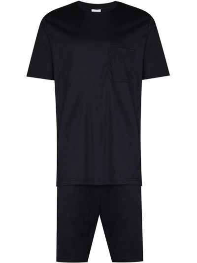 Zimmerli Short-sleeve Pyjama Set In Blue