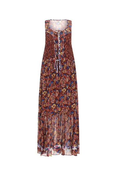 Isabel Marant Étoile Randia Ruffled Floral-print Georgette Maxi Dress In Red