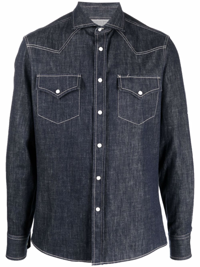Chemise Western Légère BRUNELLO CUCINELLI Leisure Fit Taille XL - Neuf Sans étiquettes, Couleur Bleu