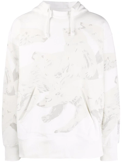 Kenzo Polar Bear-print Organic Cotton Hoodie In Weiss