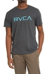 Rvca Big  Logo T-shirt In Black With Blue